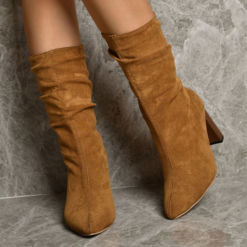 Pointed Toe High Heel Boots